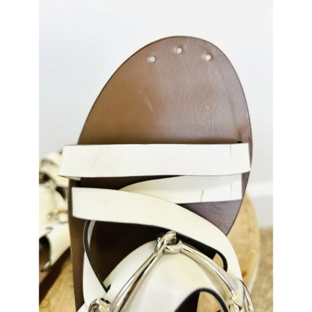 Gucci Women's Liquid Gold‎ Leather Thong Slingback SANDALS size 39.5
